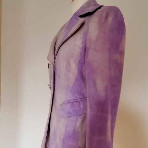 winter pea coat 6 8 10 purple grey beige tie dyed jacket small medium tie dyed - Picture 2 of 7